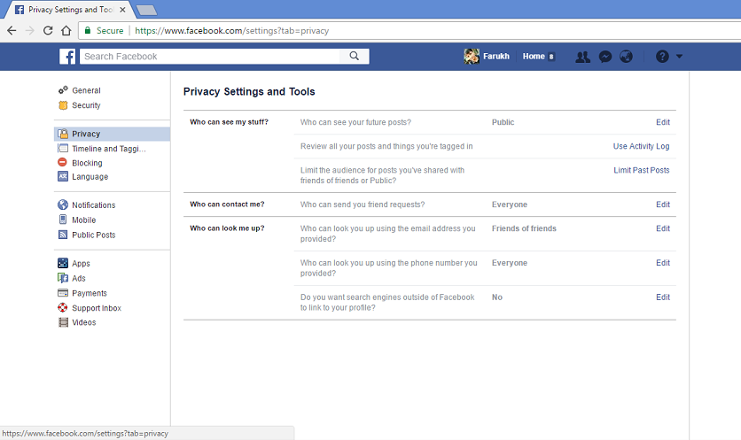 Secure facebook account