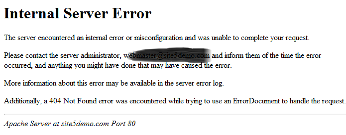 Internal server error