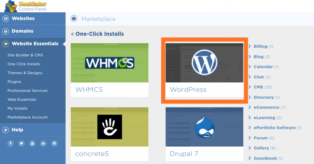 One-click WordPress installation